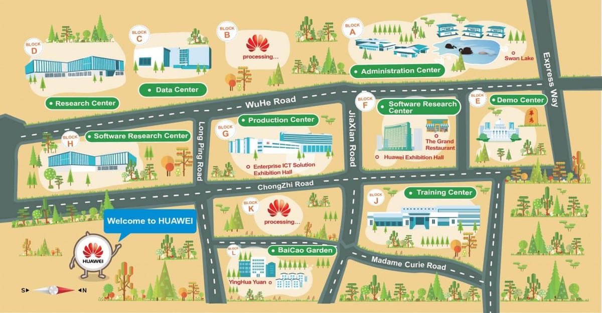 mapa Huawei w Shenzhen