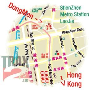 rynek dongmen mapie Shenzhen