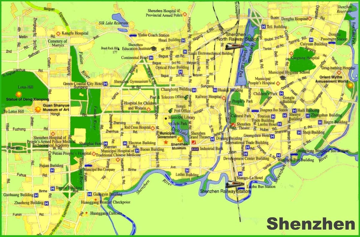 mapa atrakcje turystyczne Shenzhen