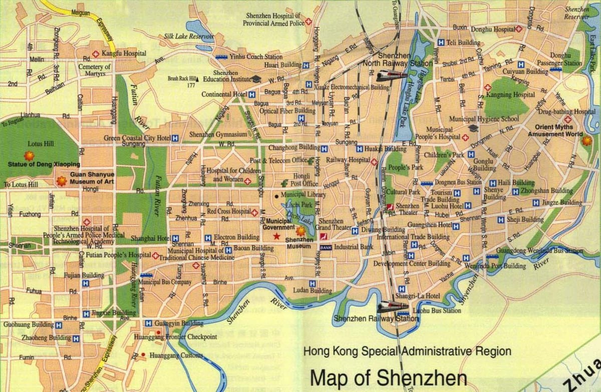 mapa miasta Shenzhen 