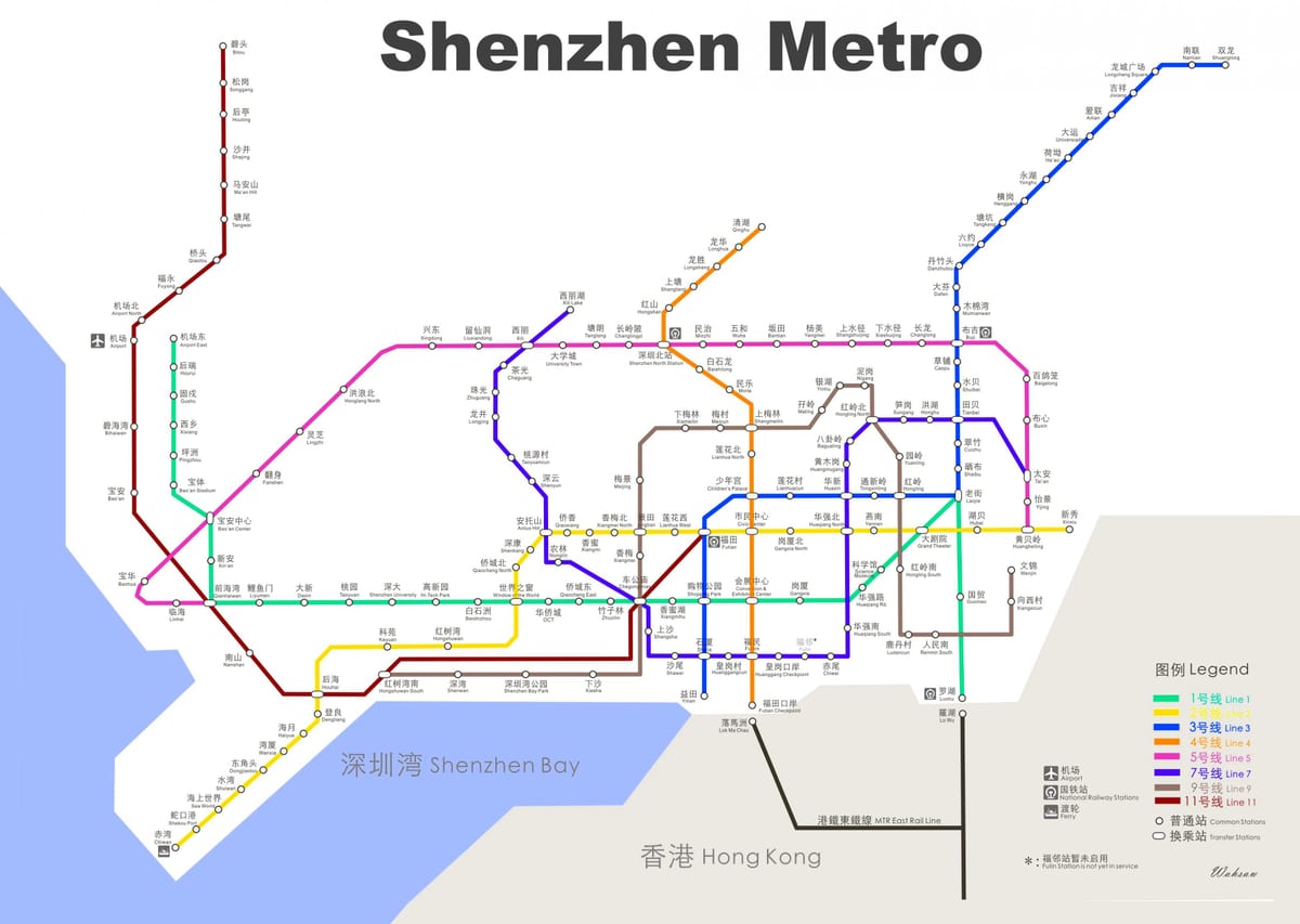mapa metro w Shenzhen