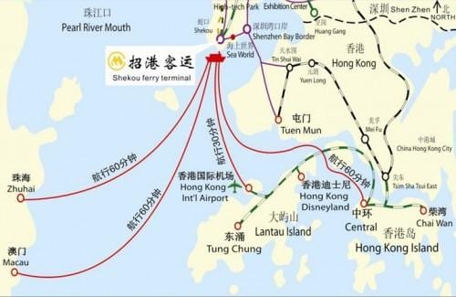 mapa przystań promowa w Shekou