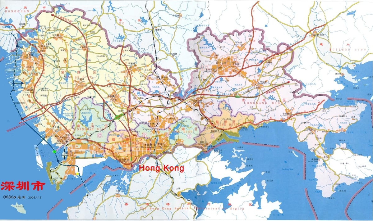 mapa Shenzhen EMS w Chinach