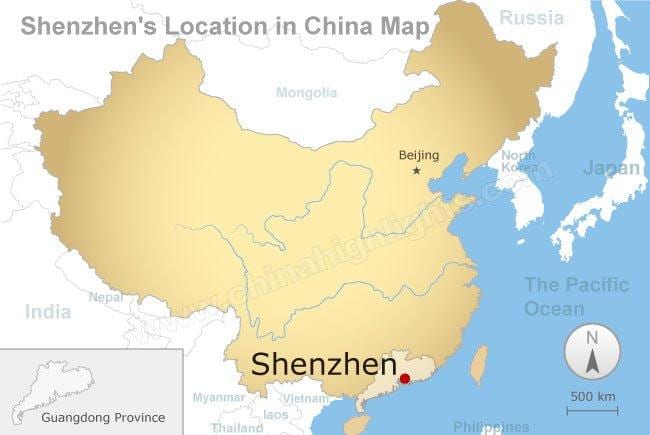 Lokalizacja w Shenzhen w Chinach mapa