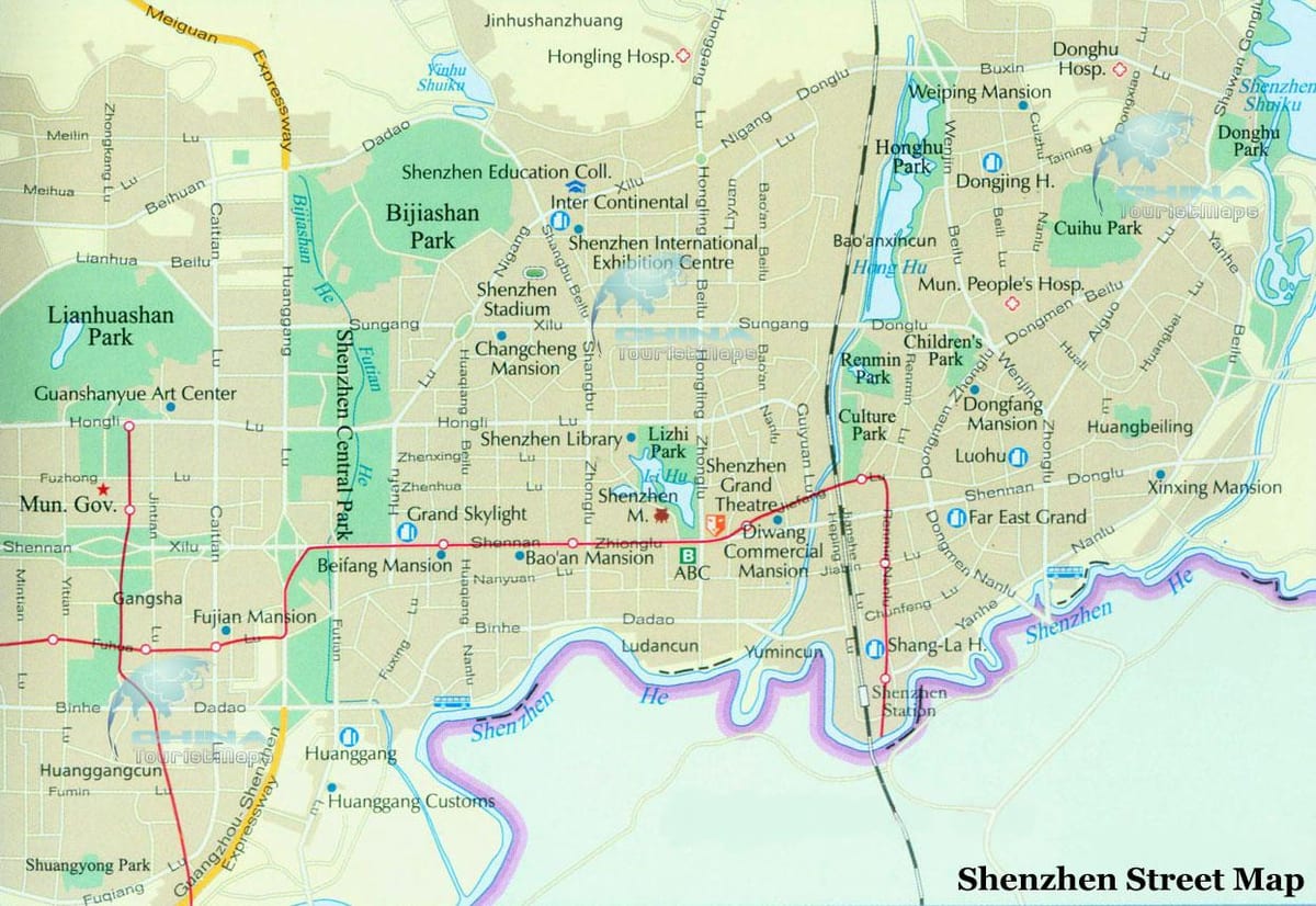 mapę ulica Shenzhen 