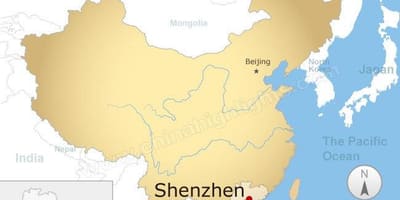 Lokalizacja w Shenzhen w Chinach mapa